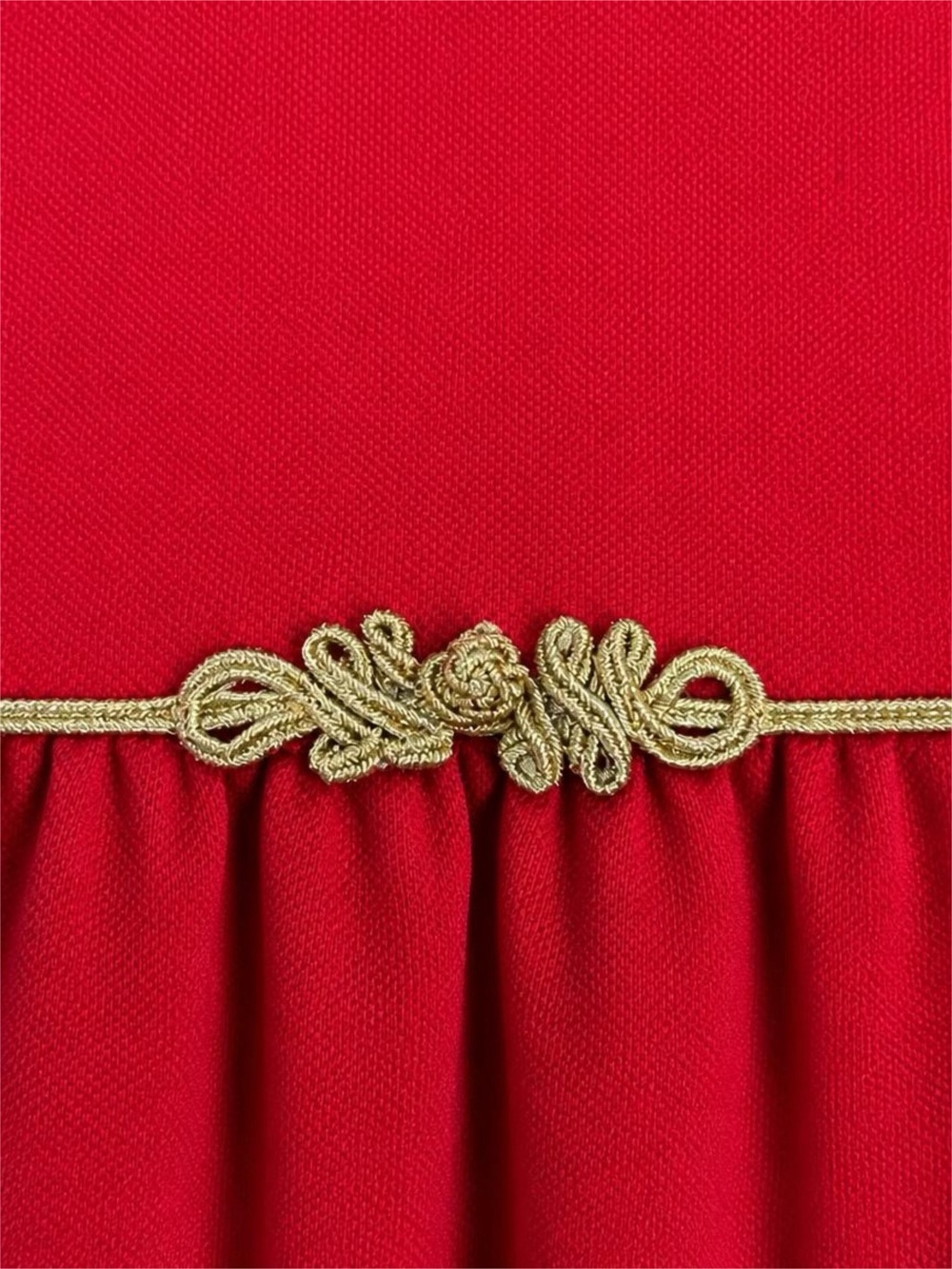 Ralph Lauren Baby Girl Red Holiday Dress 12M Gold Trim Long Sleeve Christmas - Picture 4 of 4